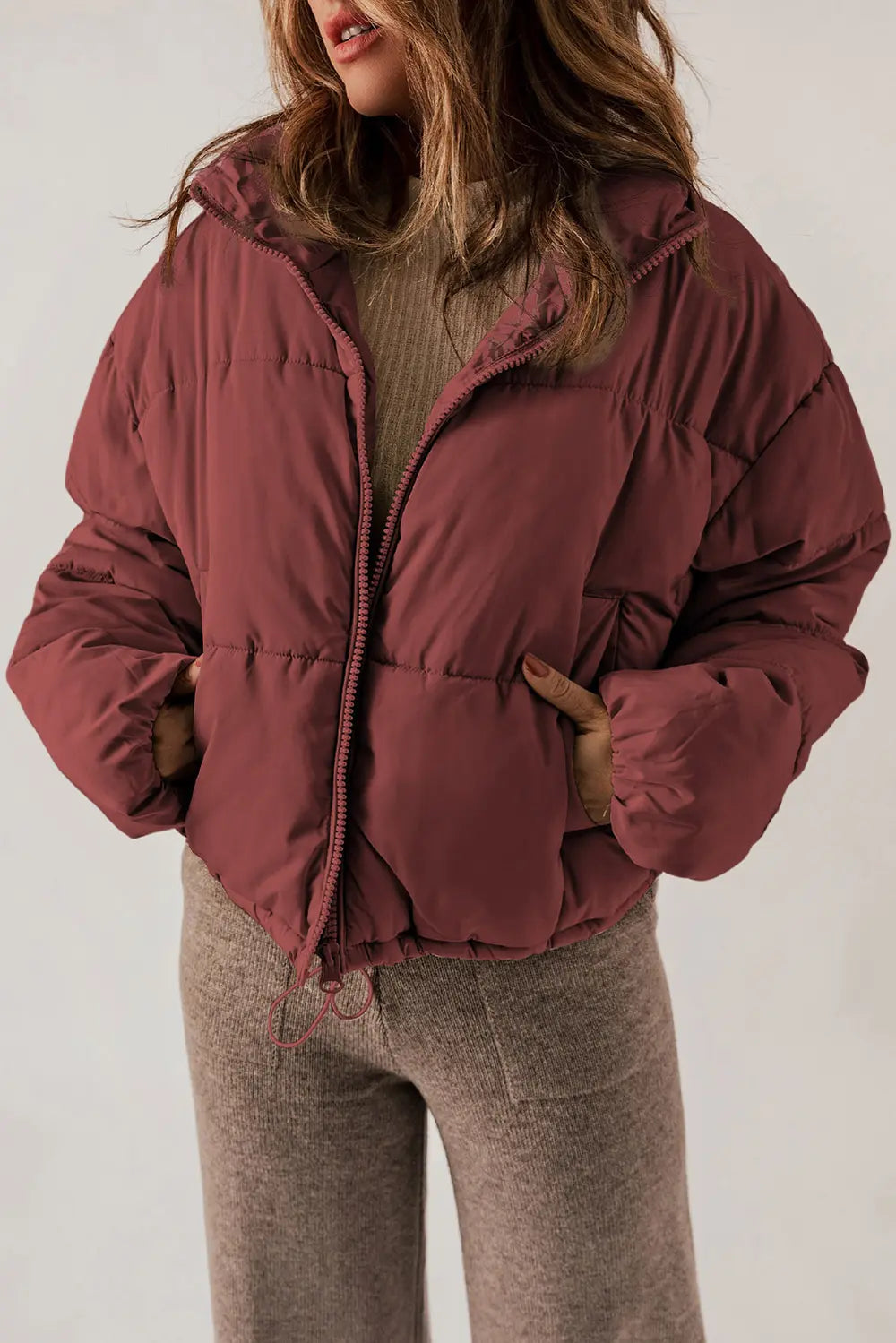 SYNZ Zip Up Collared Neck Long Sleeve Winter Coat