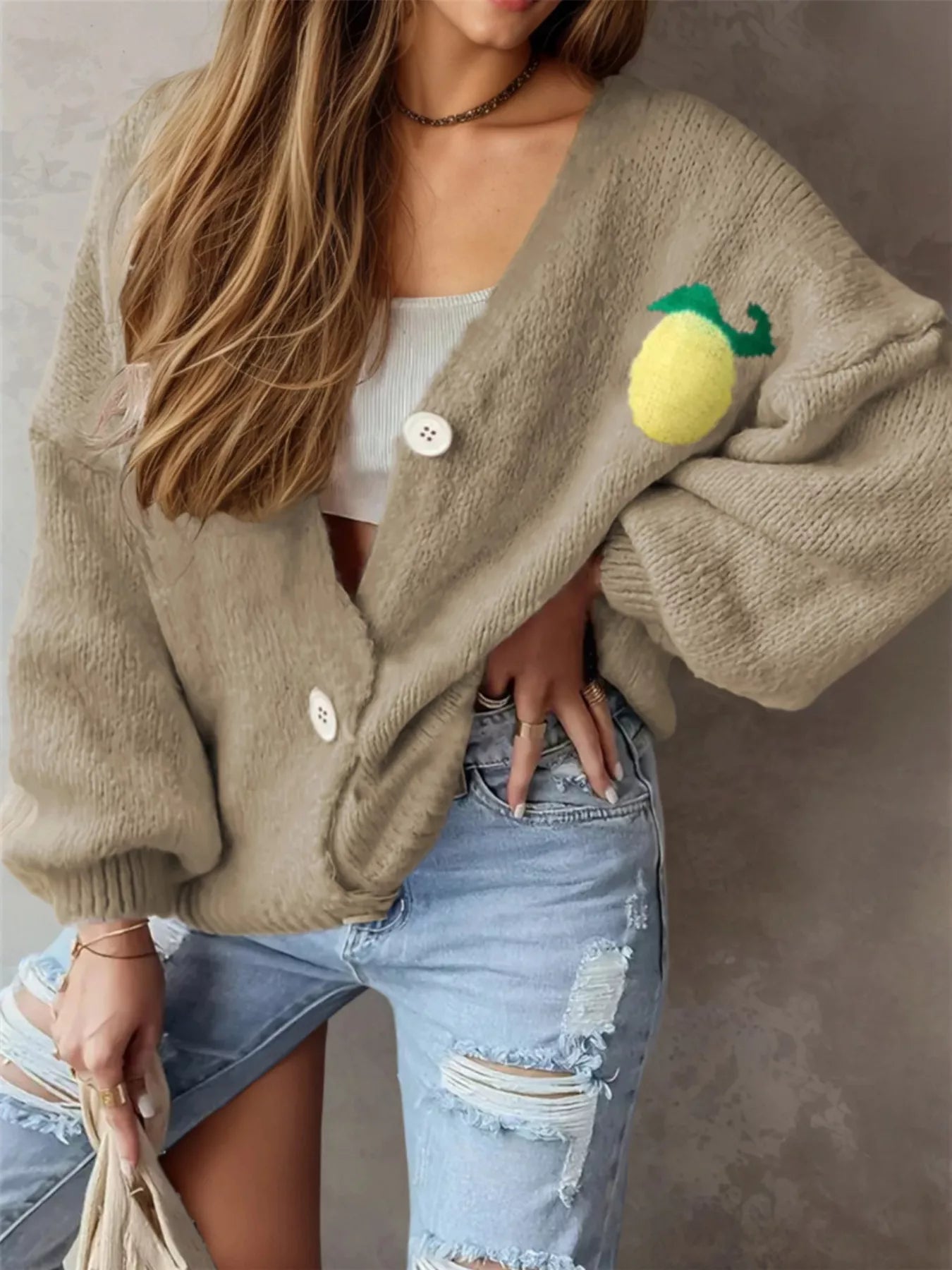 Fashionista Finds Lemon Button Up Cardigan