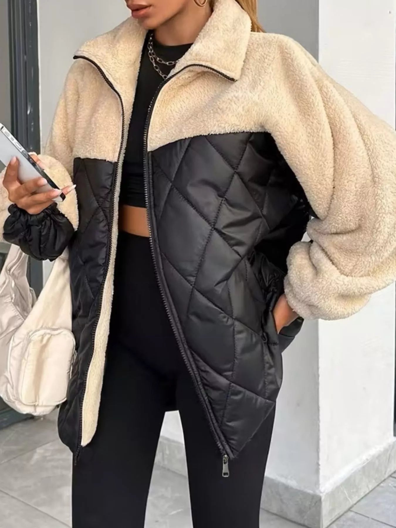Swag Color-Block Sherpa and Quilted Puffer Outerwear