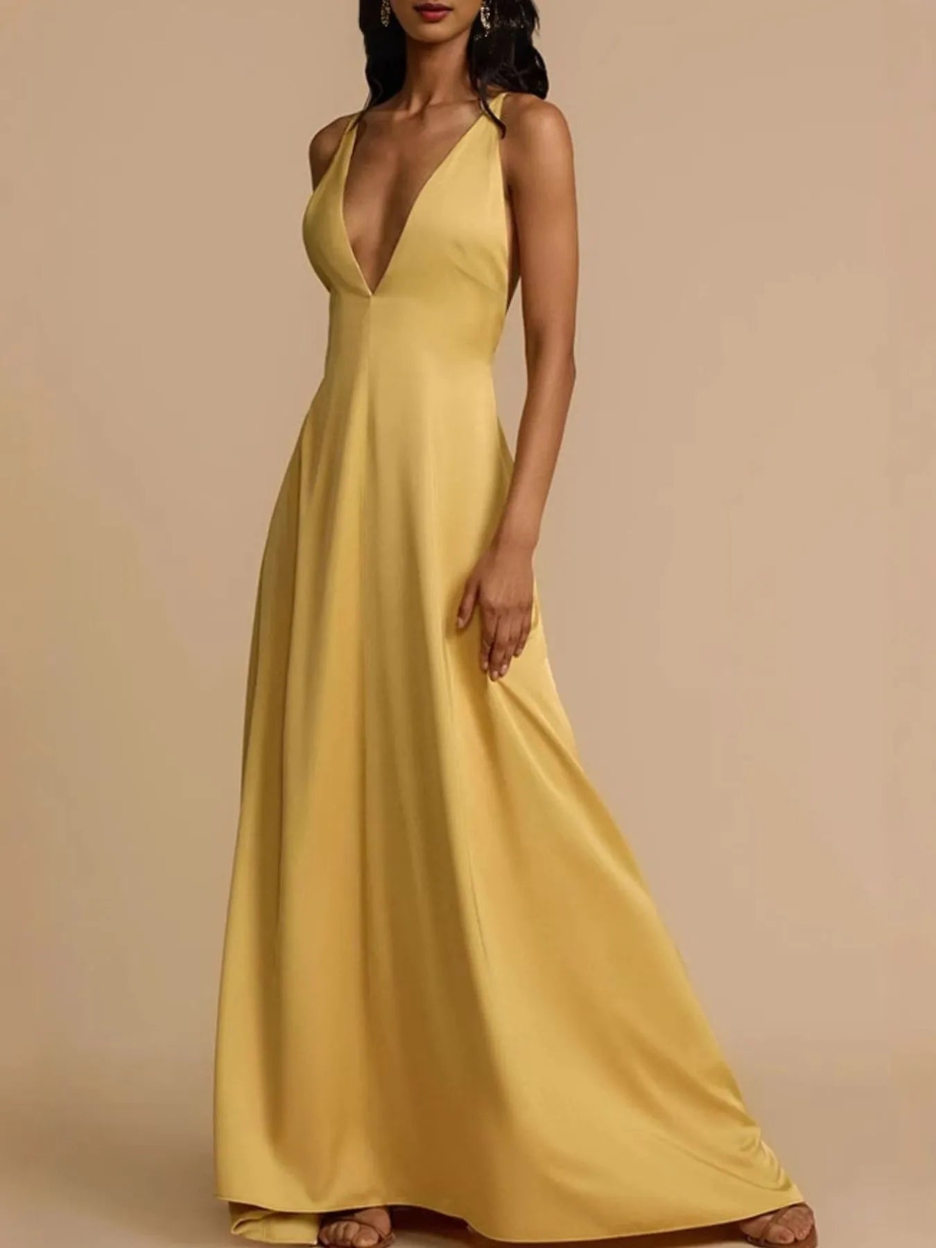 Hibiscus Deep V-Neck Maxi Dress