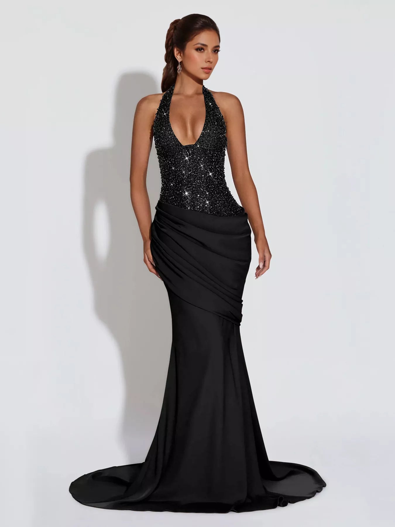 Vita Flow Sequin Halter Neck Maxi Dress