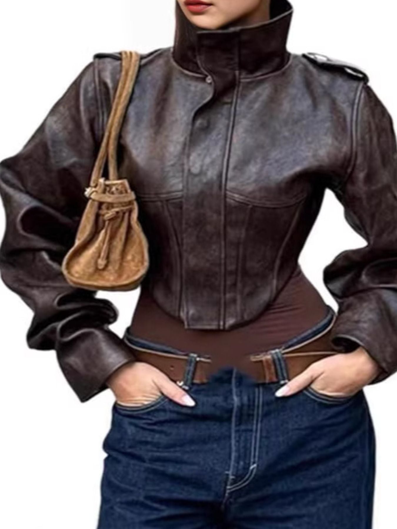 The Honest Stitch Vintage Style Slim Fit Leather Jacket