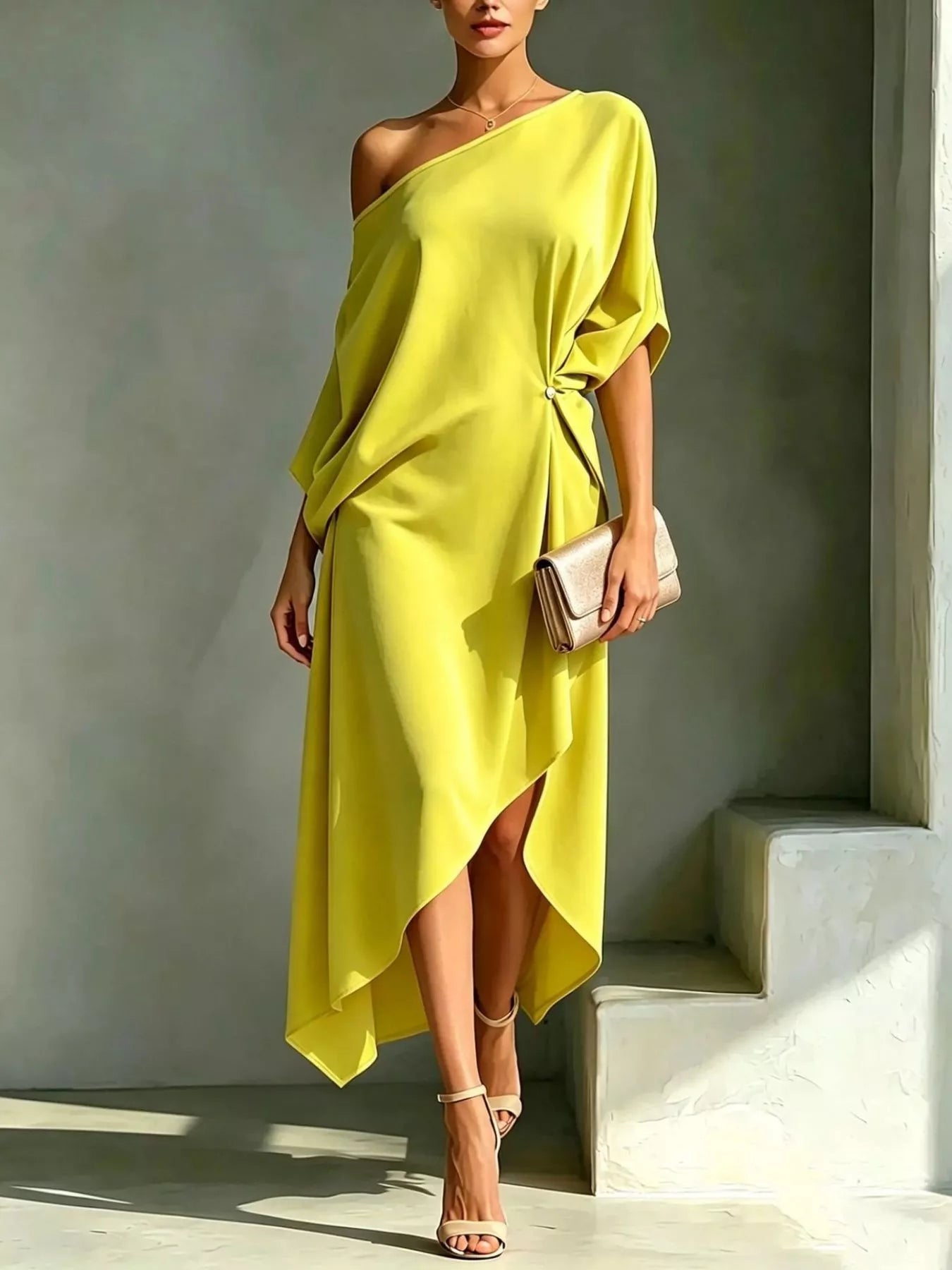 Belinda Full Size Asymmetrical One-Shoulder Drape Dress Plus Size