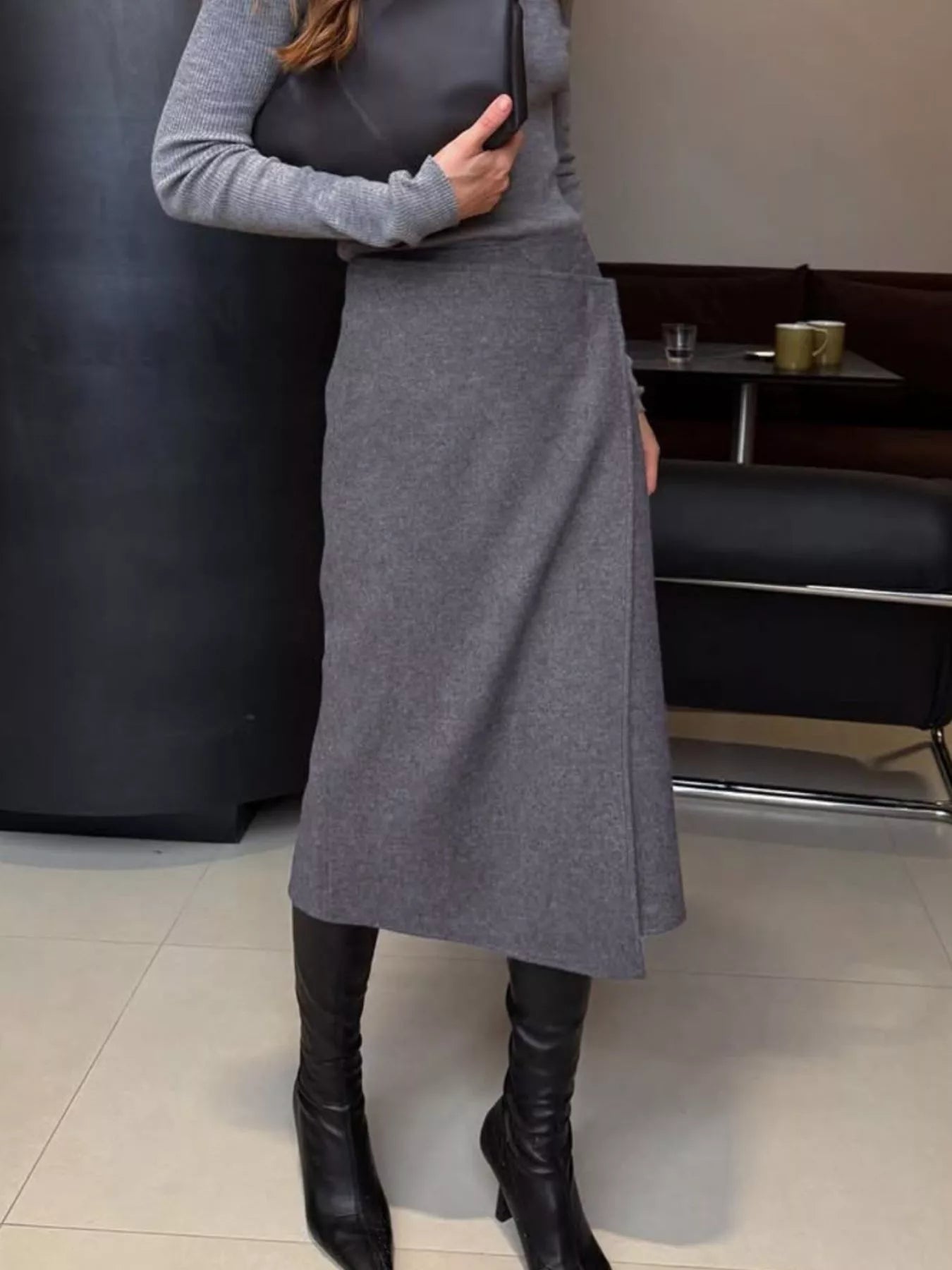 OutdoorStyle High-Waisted Wrap Midi Skirt
