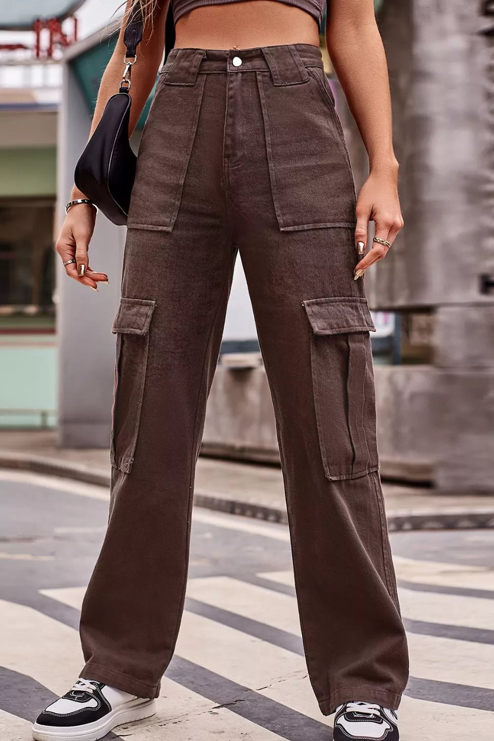 Moni Wear Buttoned High Waist Loose Fit Jeans
