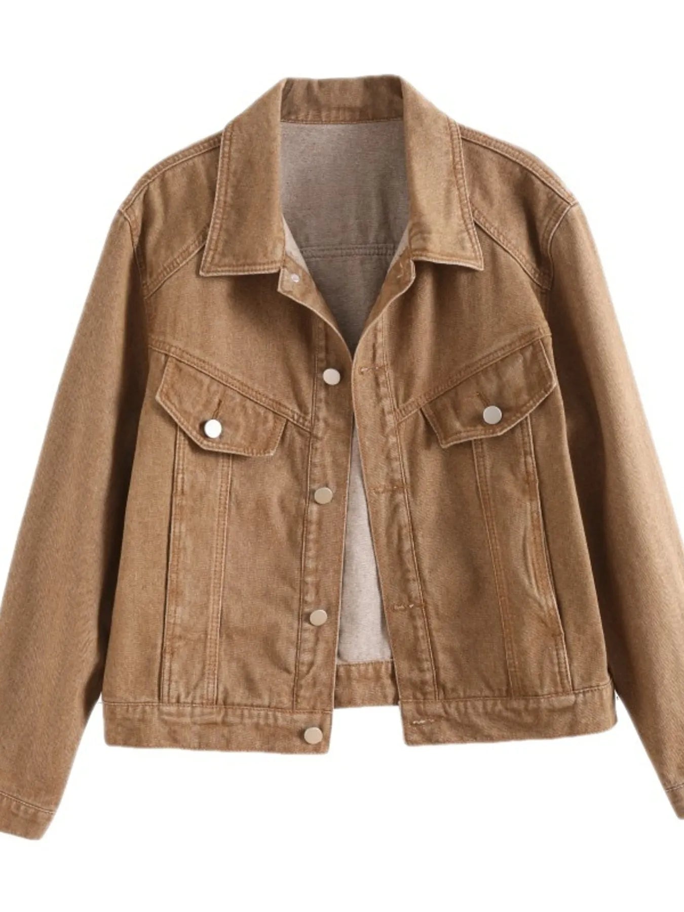 Ease Mee Button Up Long Sleeve Denim Jacket