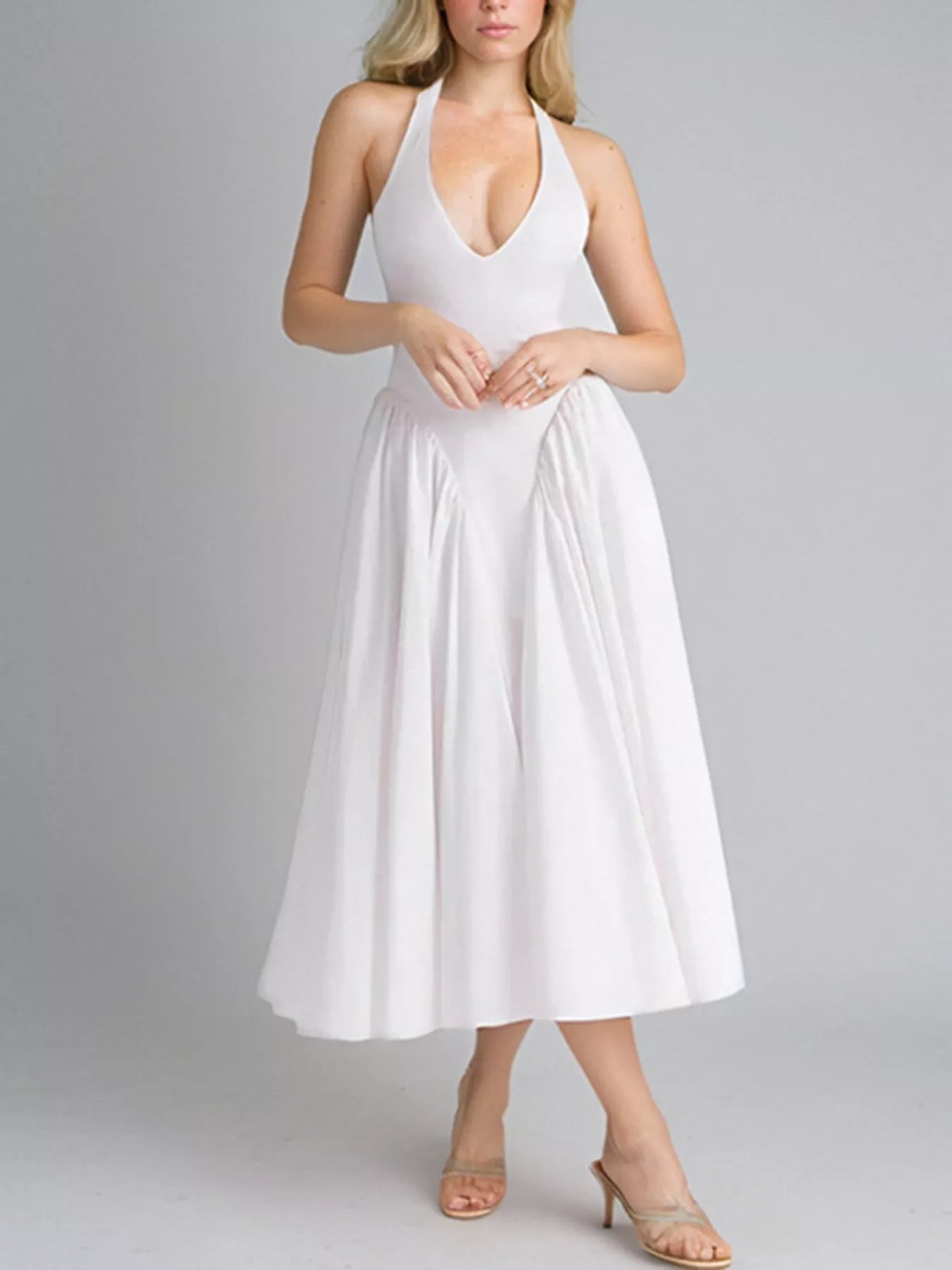 Void Collection Halter Neck Midi Dress with Pockets
