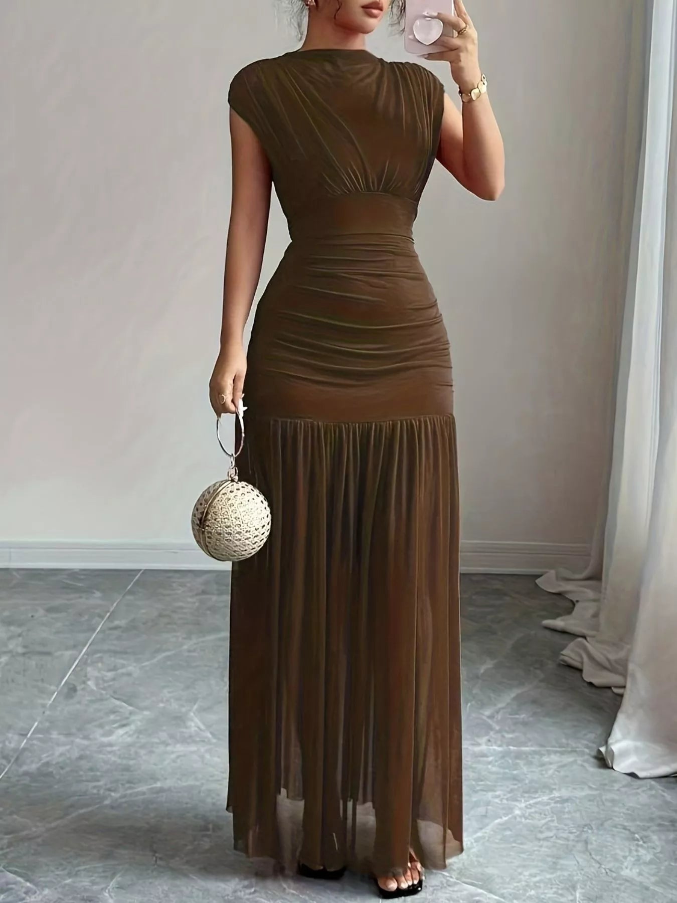 Caelis Ruched Bodycon Maxi Dress