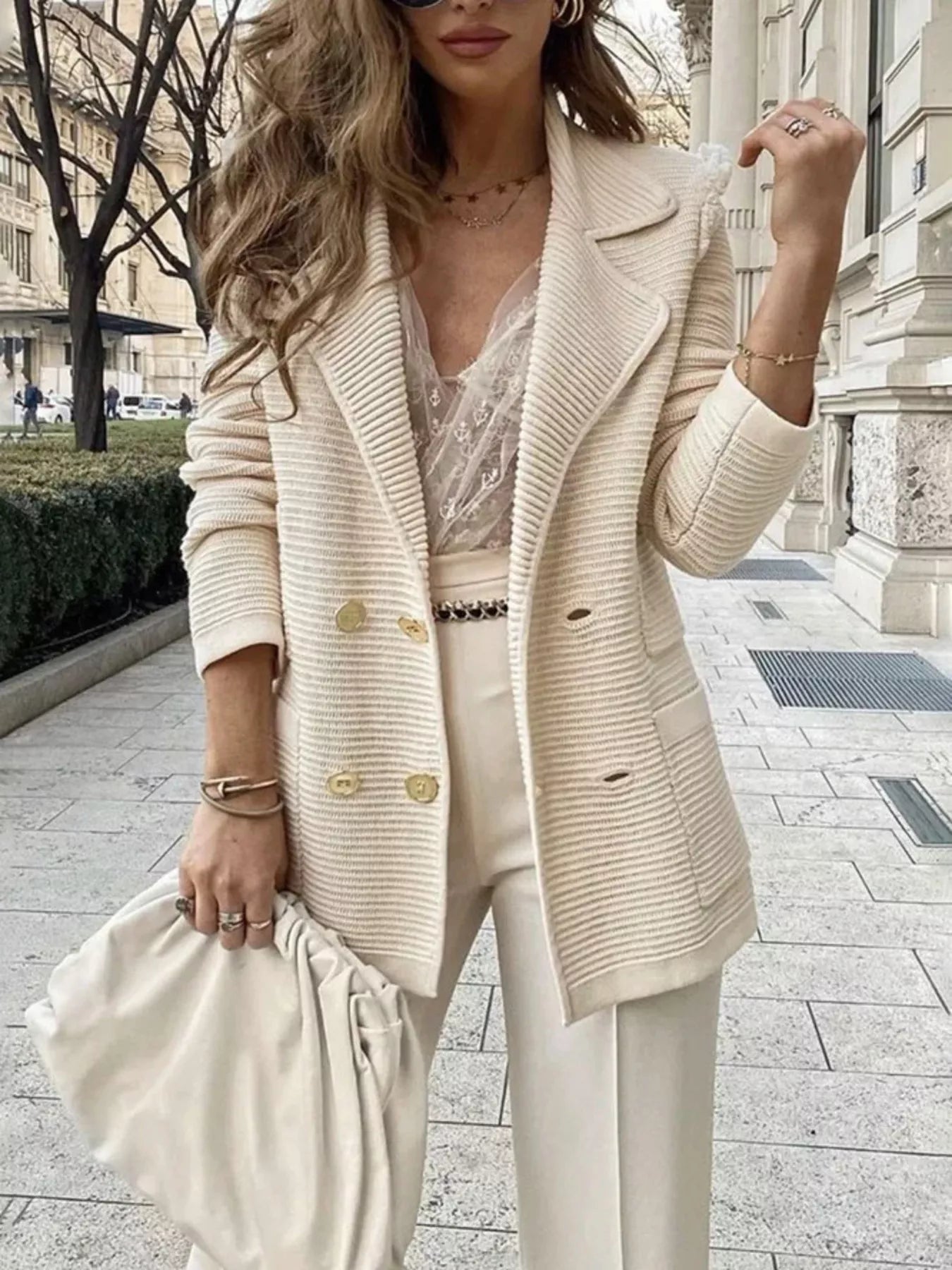 Voidism Double-Breasted Textured Jacket
