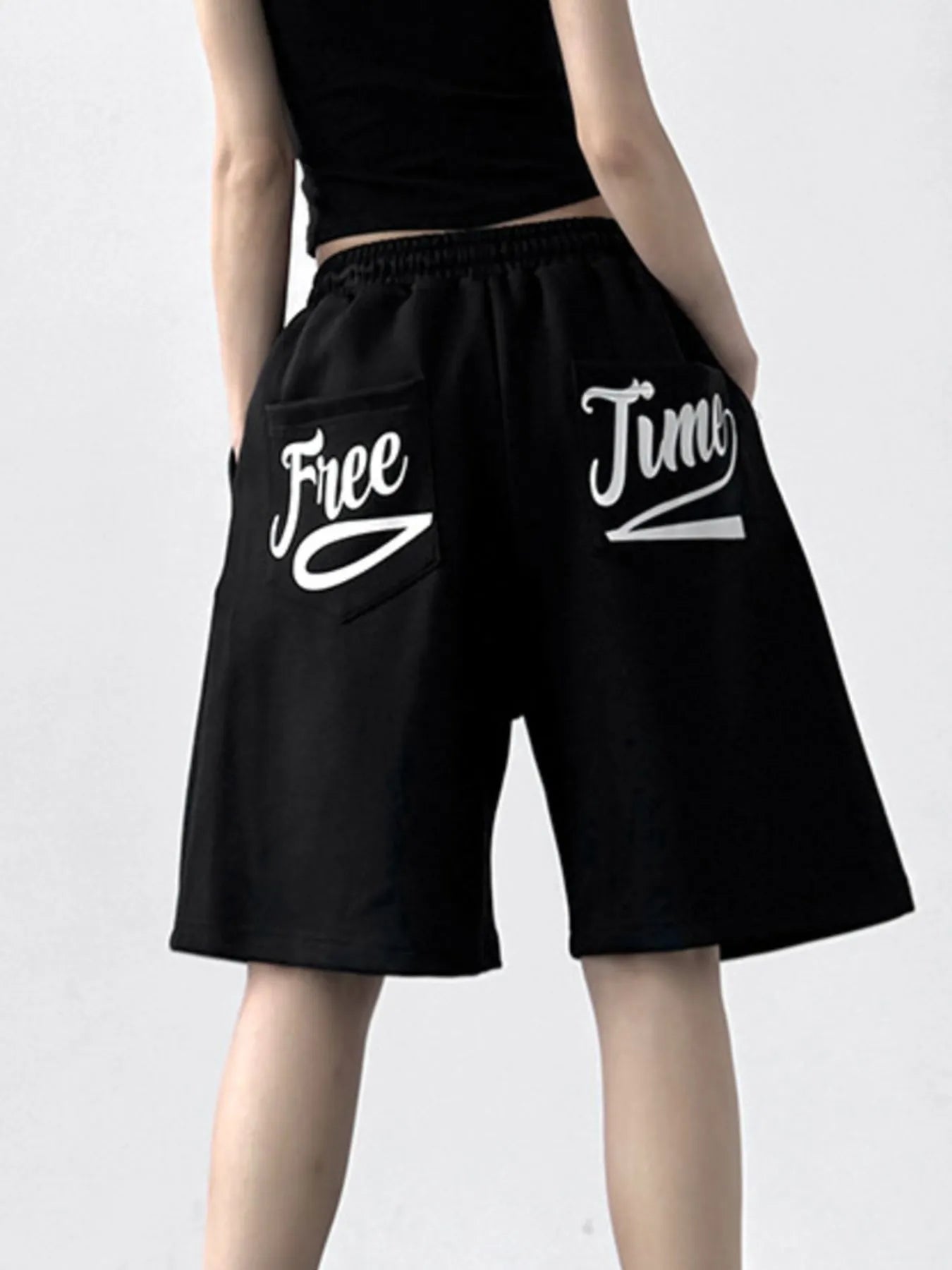 Glitch Drawstring Wide Leg Shorts