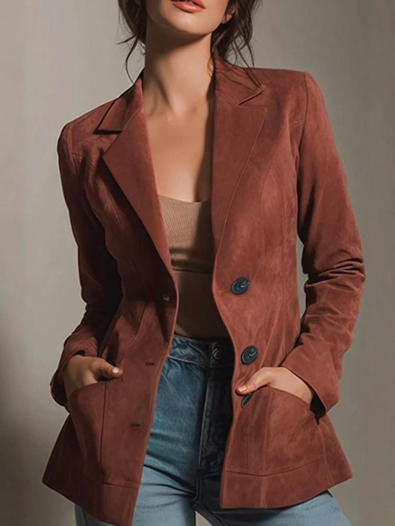 Onna Button Up Lapel Collar Blazer