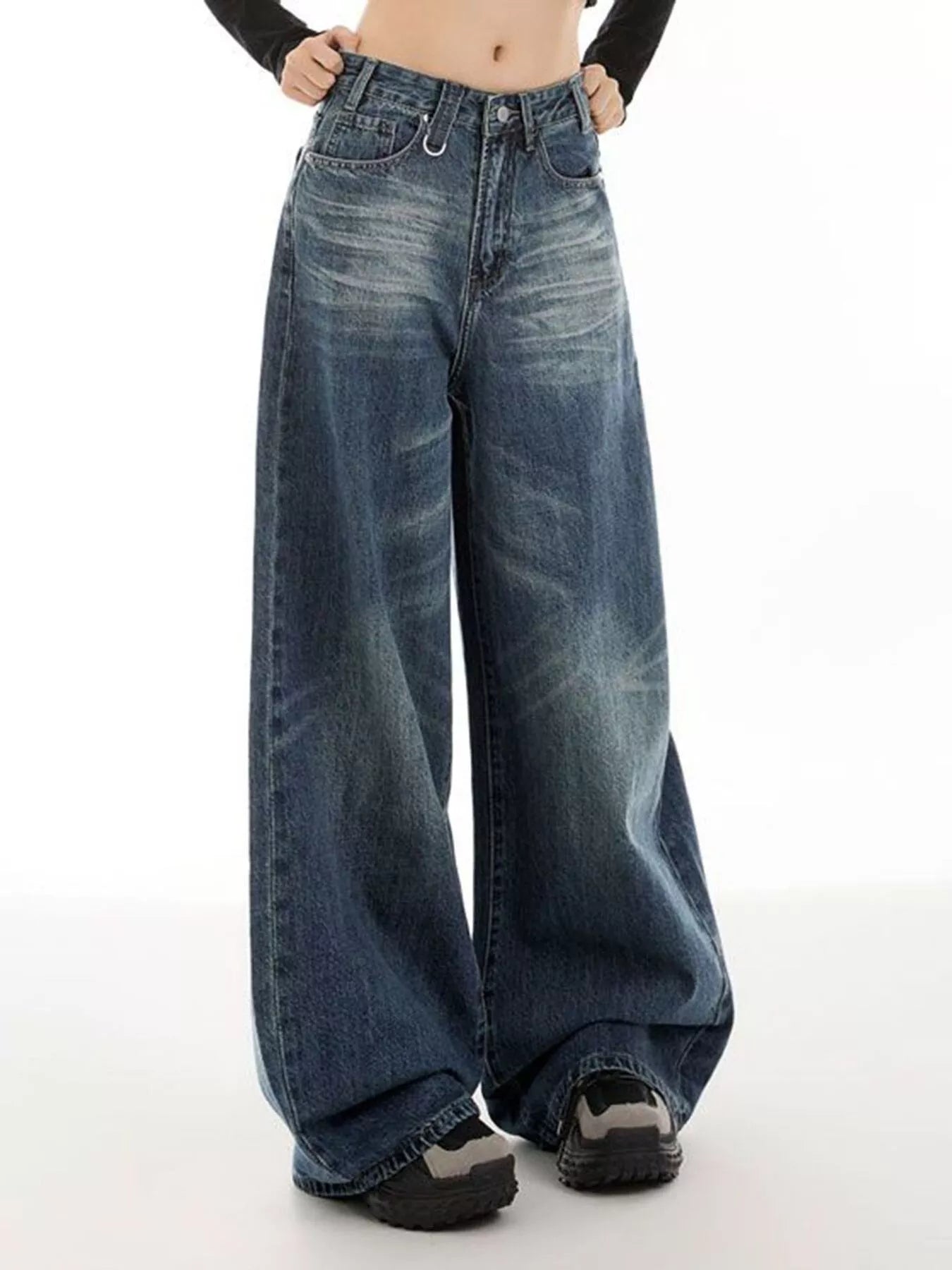 She Wild Vintage Wash Wide Leg Jeans
