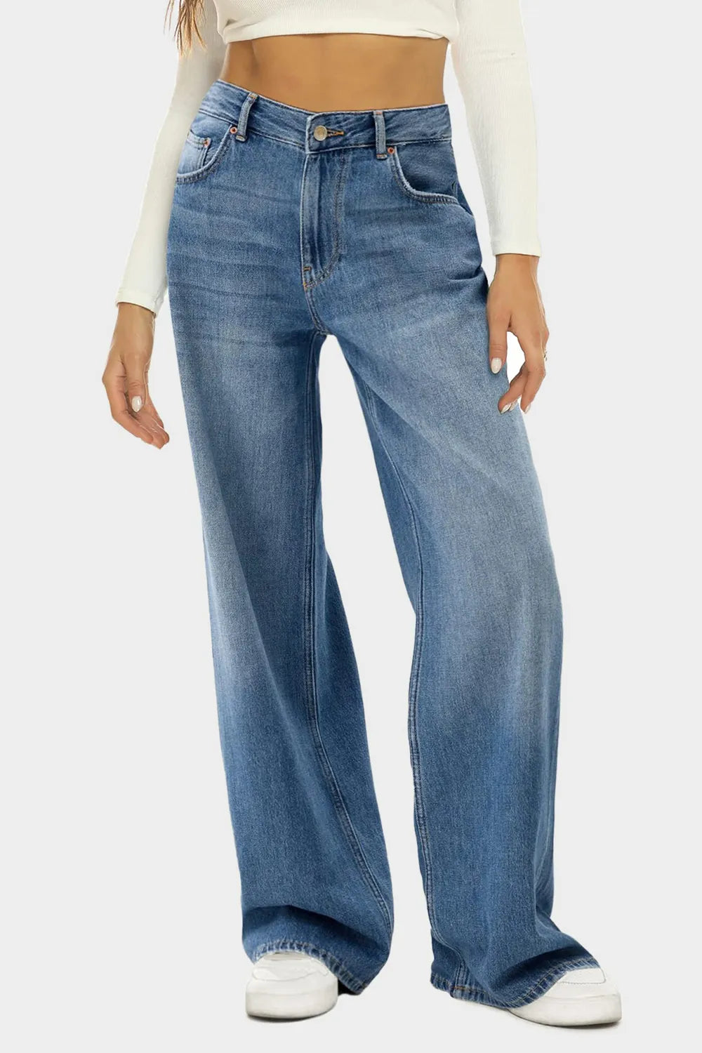 Dreamy Drapes High Waist Wide Leg Jeans