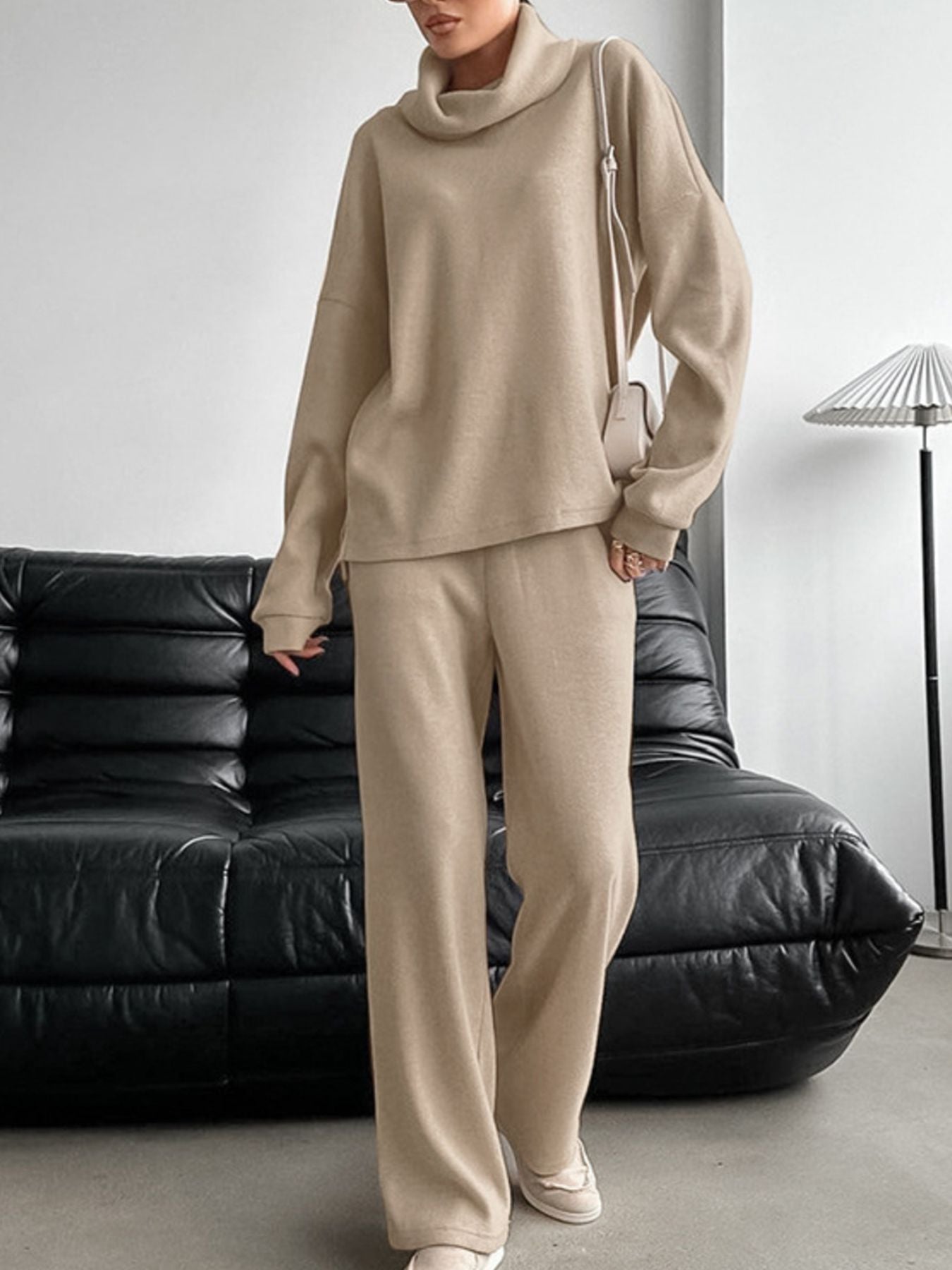 Chic Charm Turtleneck Long Sleeve Top and Pants Set