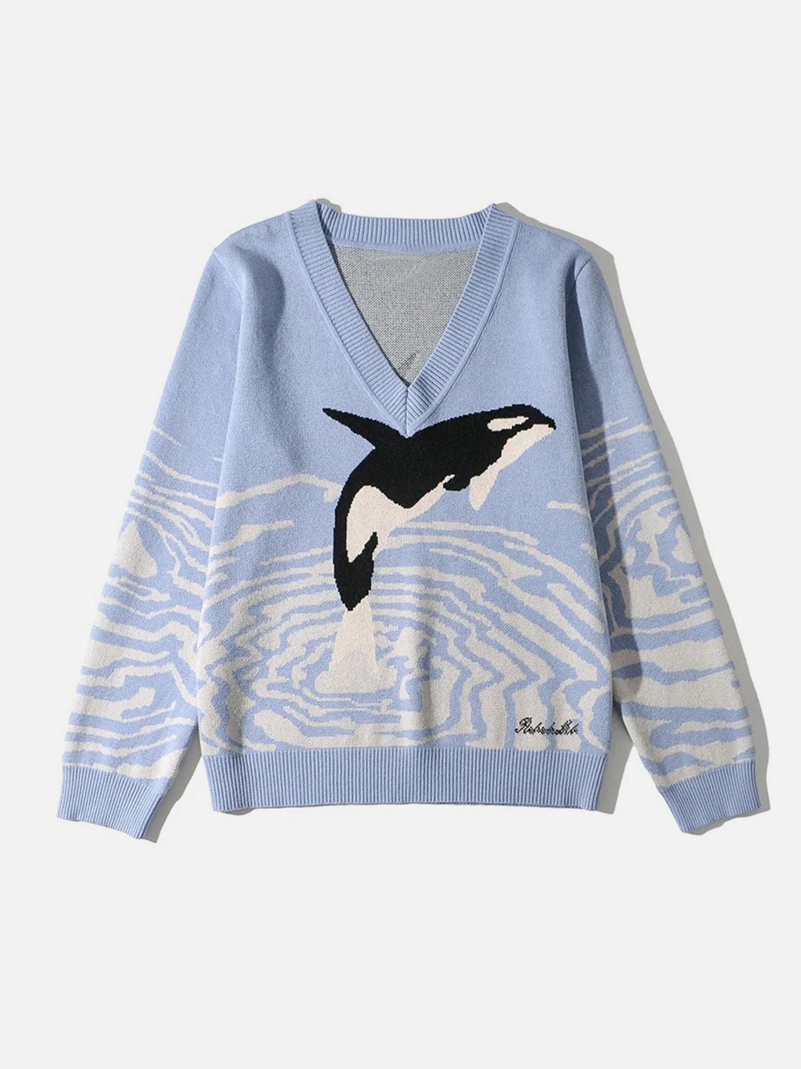 S.X Printed V-Neck Long Sleeve Sweater