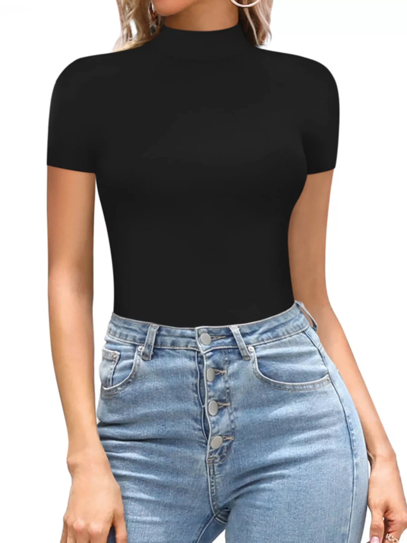 Elowen Mock Neck Short Sleeve Bodysuit