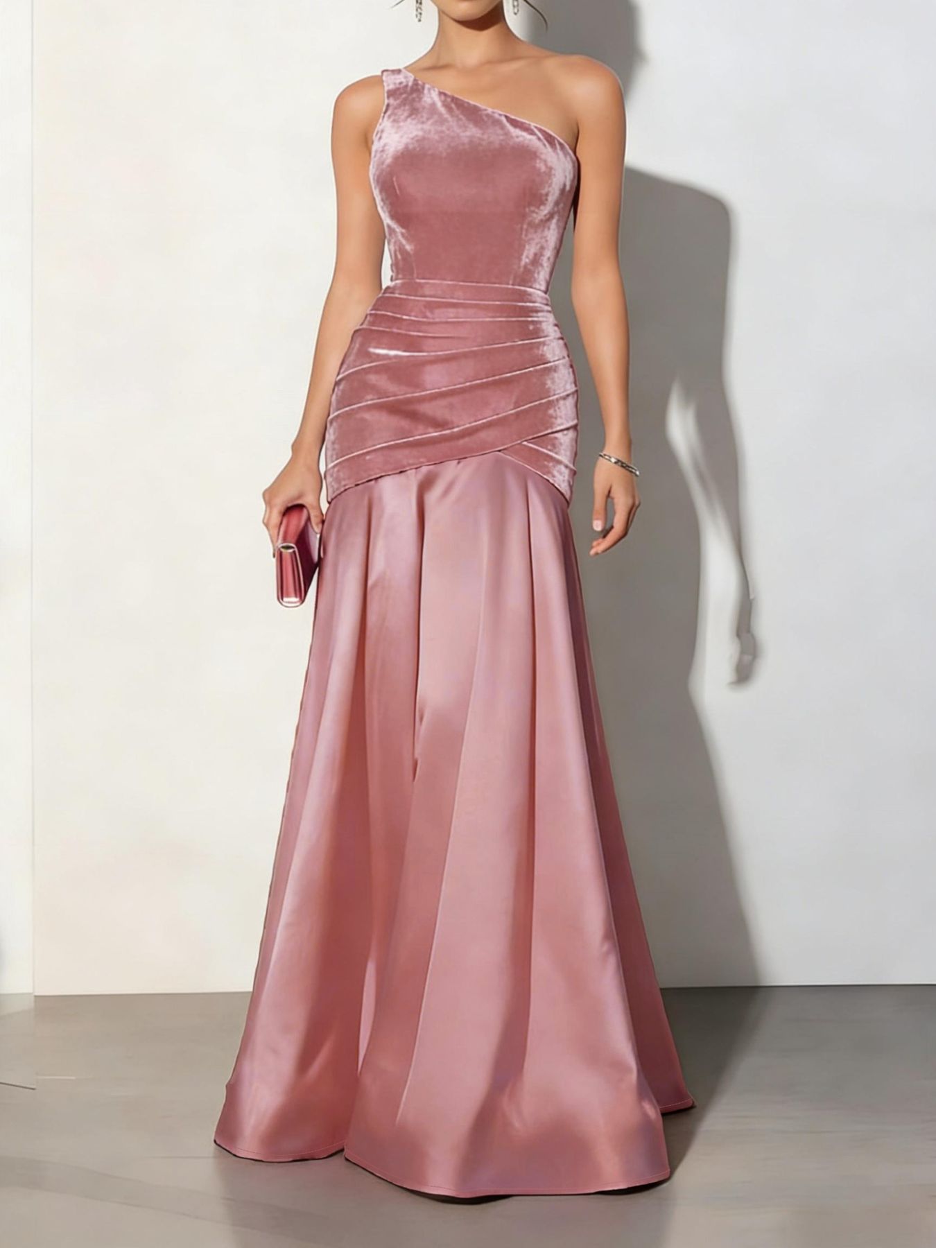Cleste Velvet One-Shoulder Mermaid Maxi Dress