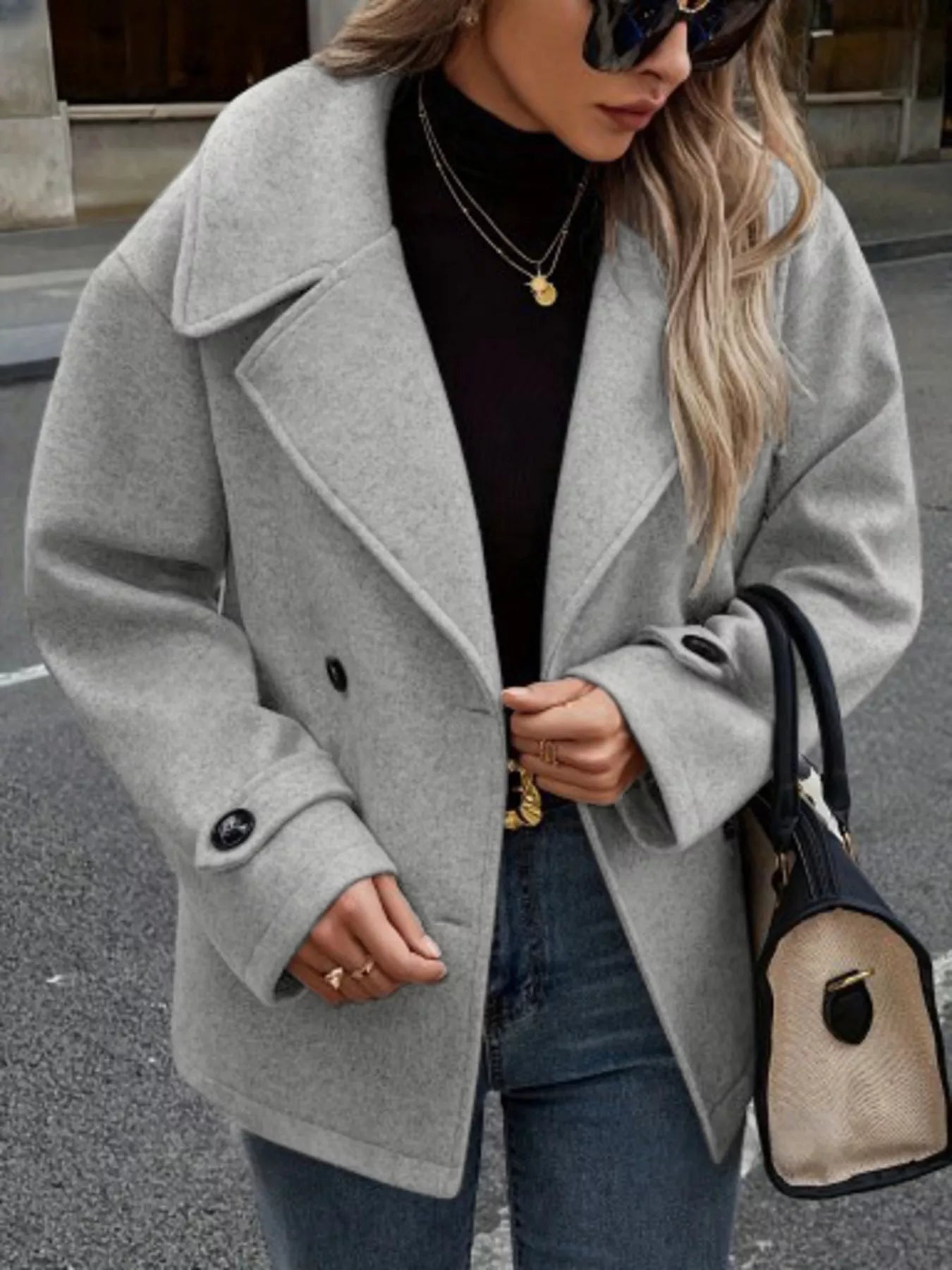 Mossery Double-Breasted Wool Blend Casual Jacket